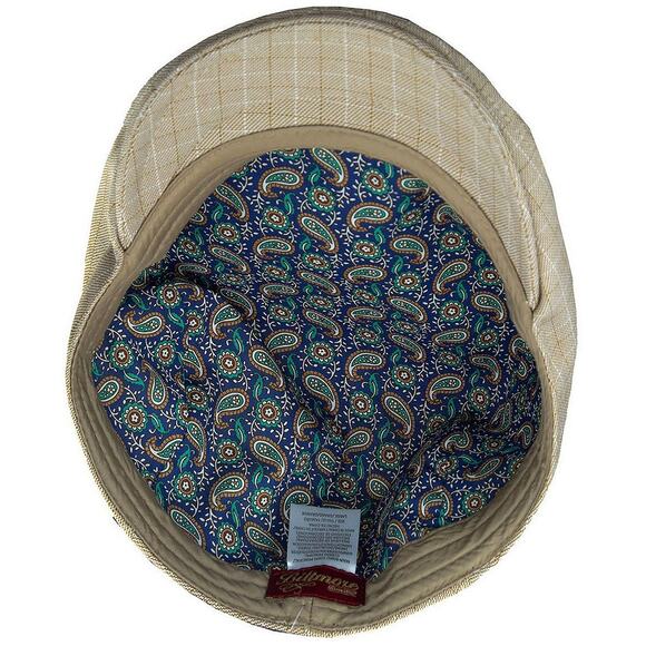 Biltmore Driver Newsboy Hat Tan Grid Large NEW - Picture 6 of 10